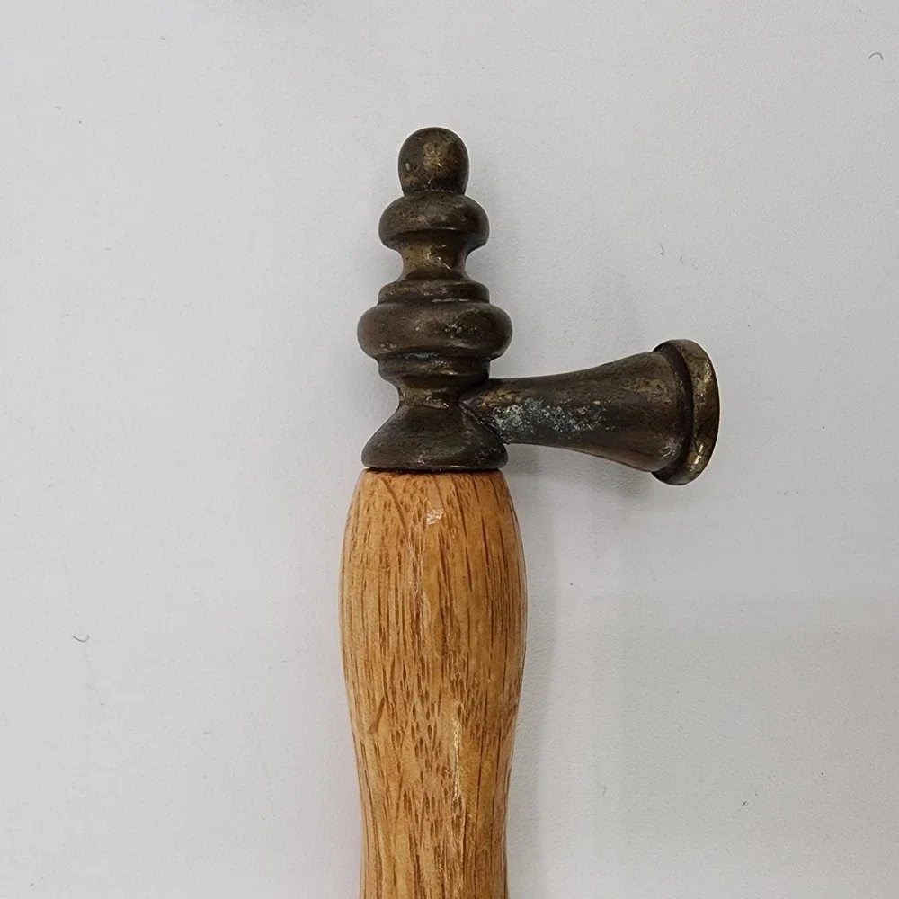 Vintage Salvaged Recycled‎ Wood & Brass Drawer Pulls Oak & Metal Cabinet Handles